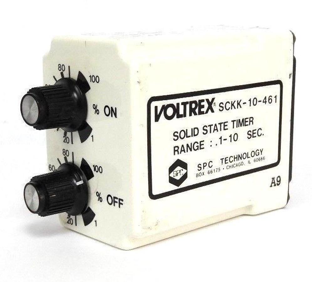 Used SPC TECHNOLOGY VOLTREX SCKK-10-461 SOLID STATE TIMER .1-10 SEC. SCKK10461