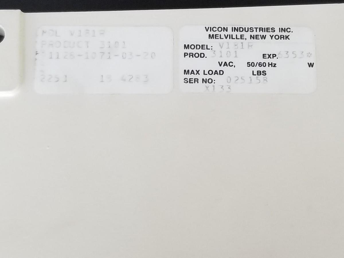 Used VICON INDUSTRIES MODEL V181R ENCLOSURE 50/60HZ, PRODUCT 3101, 1128-1071-03-20
