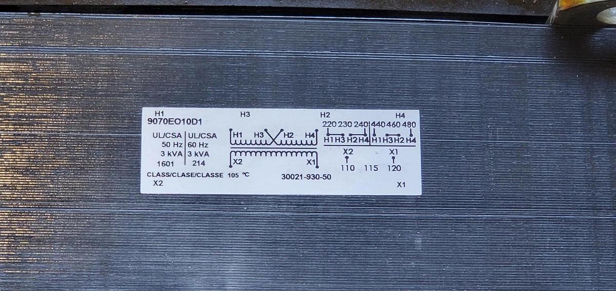 NIB SQUARE D 9070EO10D1 INDUSTRIAL CONTROL TRANSFORMER 30021-930-50 3KVA 50/60HZ
