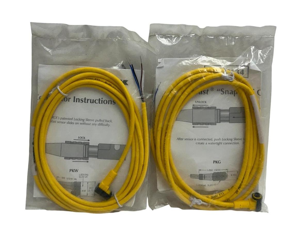 Used 2 TURCK PKW 3Z-2 / U0077-2 PICOFAST SNAP-ON CONNECTOR CABLES 2M LENGTH NSFS