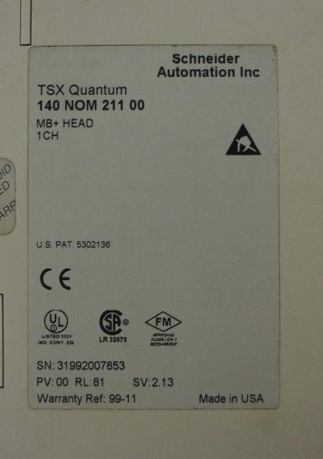 Used SCHNEIDER MODICON 140-NOM-211-00 TSX QUANTUM MB+ HEAD 1CH MODULE