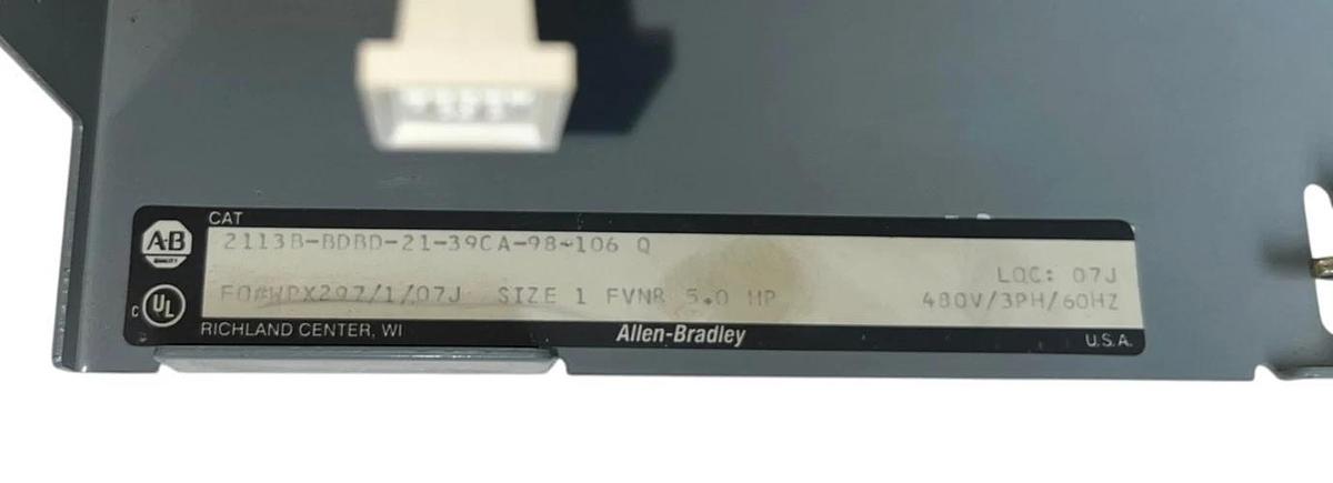 Used Allen-Bradley 2113B-BDBD-21-39CA Size 1 FVNR MCC Bucket