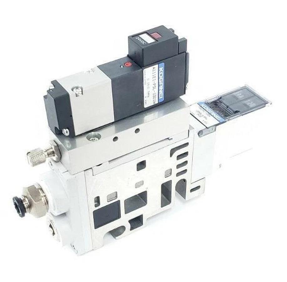 Used KOGANEI PB24C-38W SOLENOID VALVE W/ A111E1-PSL-1001W COIL, 24VDC
