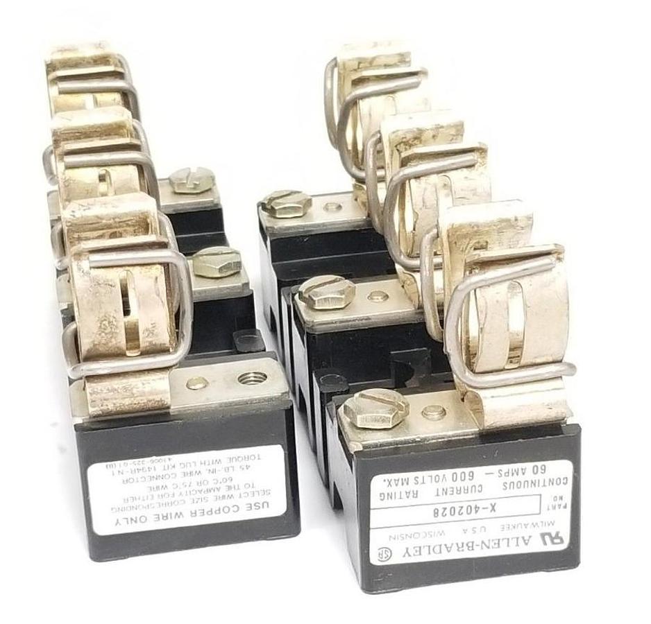 Used LOT OF 2 ALLEN BRADLEY X-402028 FUSE BLOCK HOLDERS 60A, 600V, X402028