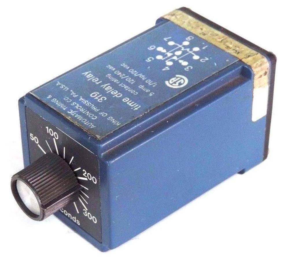 Used AUTOMATIC TIMING & CONTROLS 319 TIME DELAY RELAY 5 AMP 120/240VAC