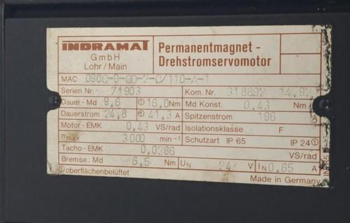 Used REPAIRED INDRAMAT MAC090C-0-GD-2-C/110-A-1 SERVO MOTOR 16Nm 41.3A R911318892