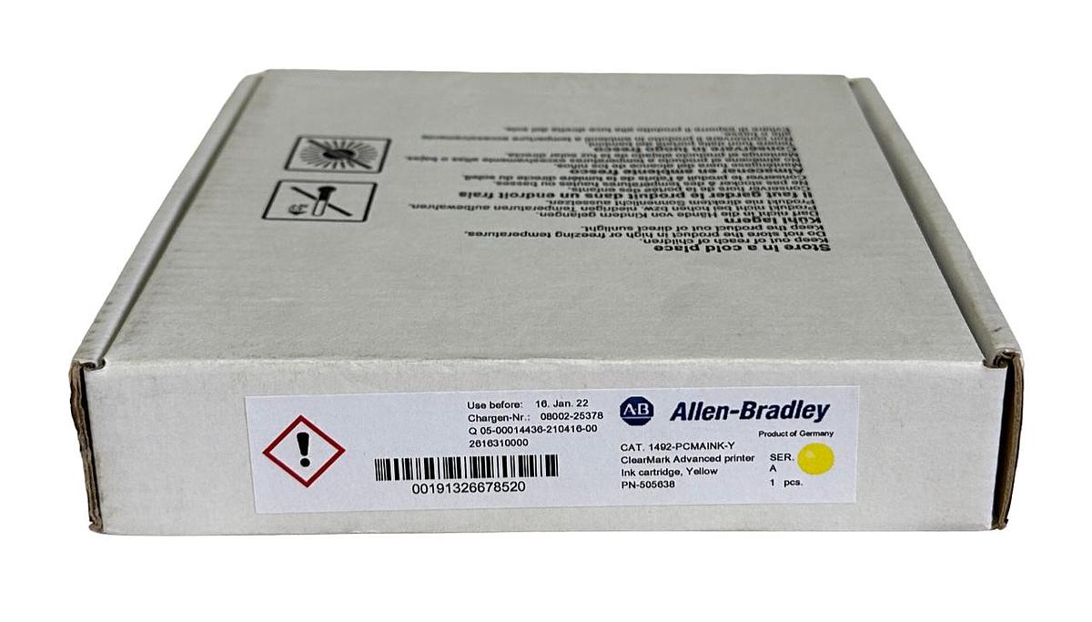 Used NEW ALLEN BRADLEY 1492-PCMAINK-Y /A ClearMark PRINTER INK YELLOW 1492PCMAINKY