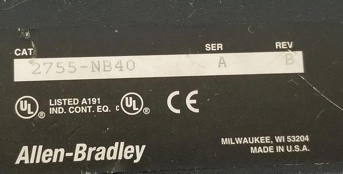 Used ALLEN BRADLEY ACCU-SORT ADAPTA SCAN 2755-N5 LASER SCANNER W/ 2755-NB40 WIRE BASE