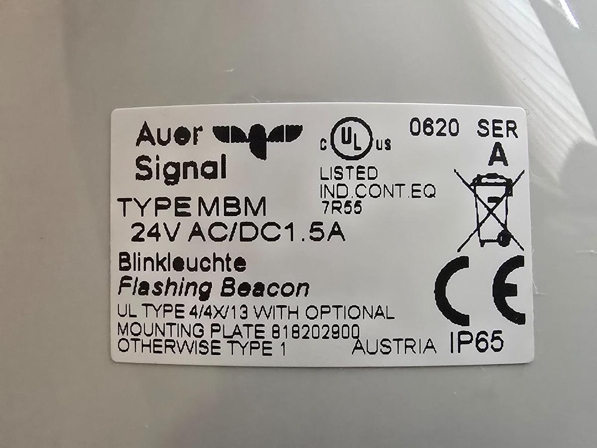 Used Auer Signal 838101405 MBM Flashing Beacon 120mm | 24V | Amber | 35W Bulb NSMP