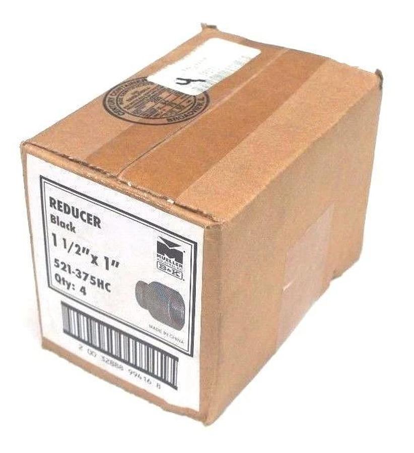 BOX OF 4 NEW MUELLER 521-375HC BLACK REDUCERS 1-1/2" X 1", 521375HC
