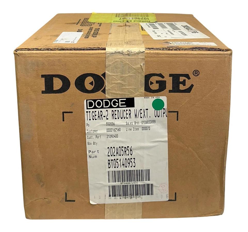 Used DODGE 202A05R56 TIGEAR-2 REDUCER W/ EXT OUTPUT SHAFT 5:1 RATIO 1.11HP MAX NSFS