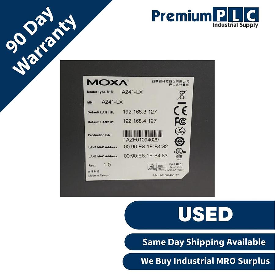Used USED MOXA IA241-LX / IA241LX EMBEDDED COMPUTER 12-48VDC 580mA REV 1.0 IA241