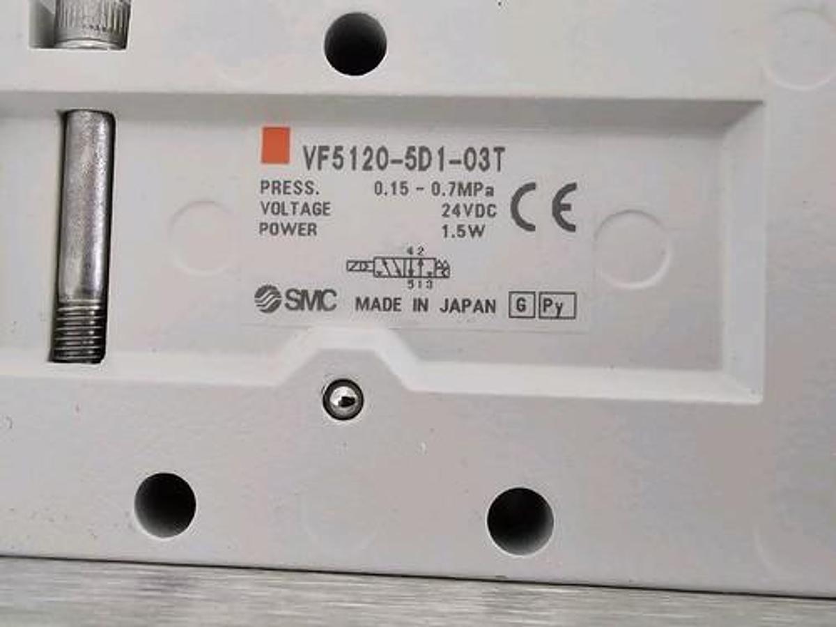 Used SMC VF5120-5D1-03T SOLENOID VALVE 5-PORT 24VDC VF51205D103T