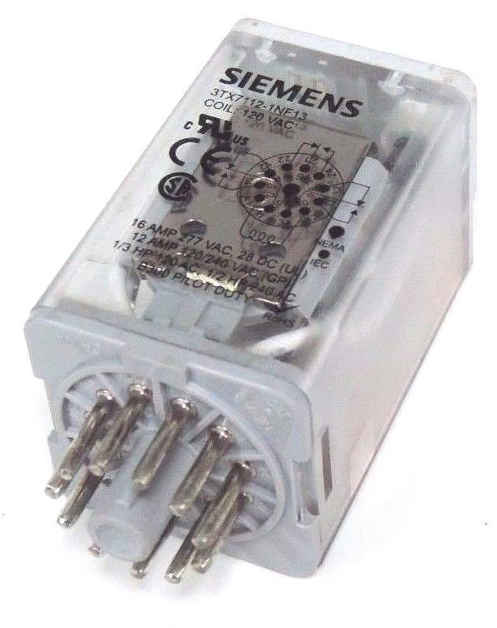 Used LOT OF 9 SIEMENS 3TX7112-1NC13 RELAYS 3TX71121NC13, 11-PIN, COIL: 120 VAC