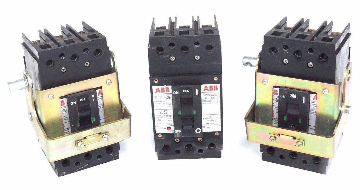 Used LOT OF 3 ABB UXAB-727131-R-103 CIRCUIT BREAKERS 20AMP 480VAC 500VDC TYPE ES