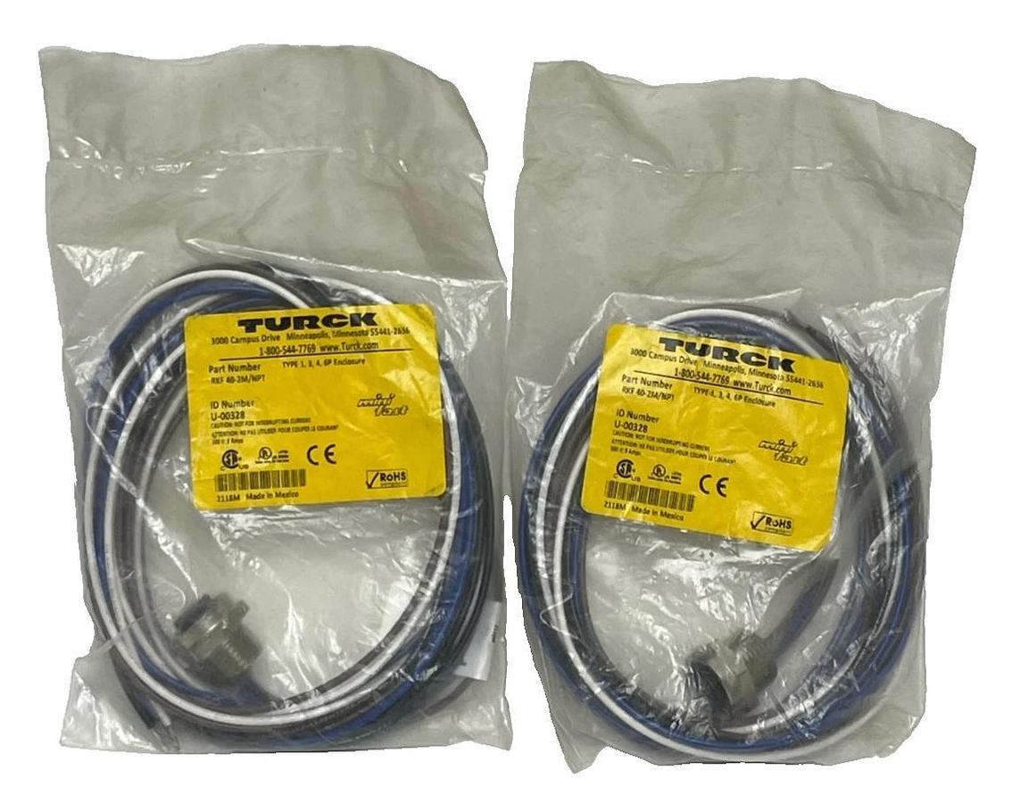 Used Lot of 2 Turck RKF 40-2M/NPT Minifast Receptacle 4-Pin 2M NEW SEALED