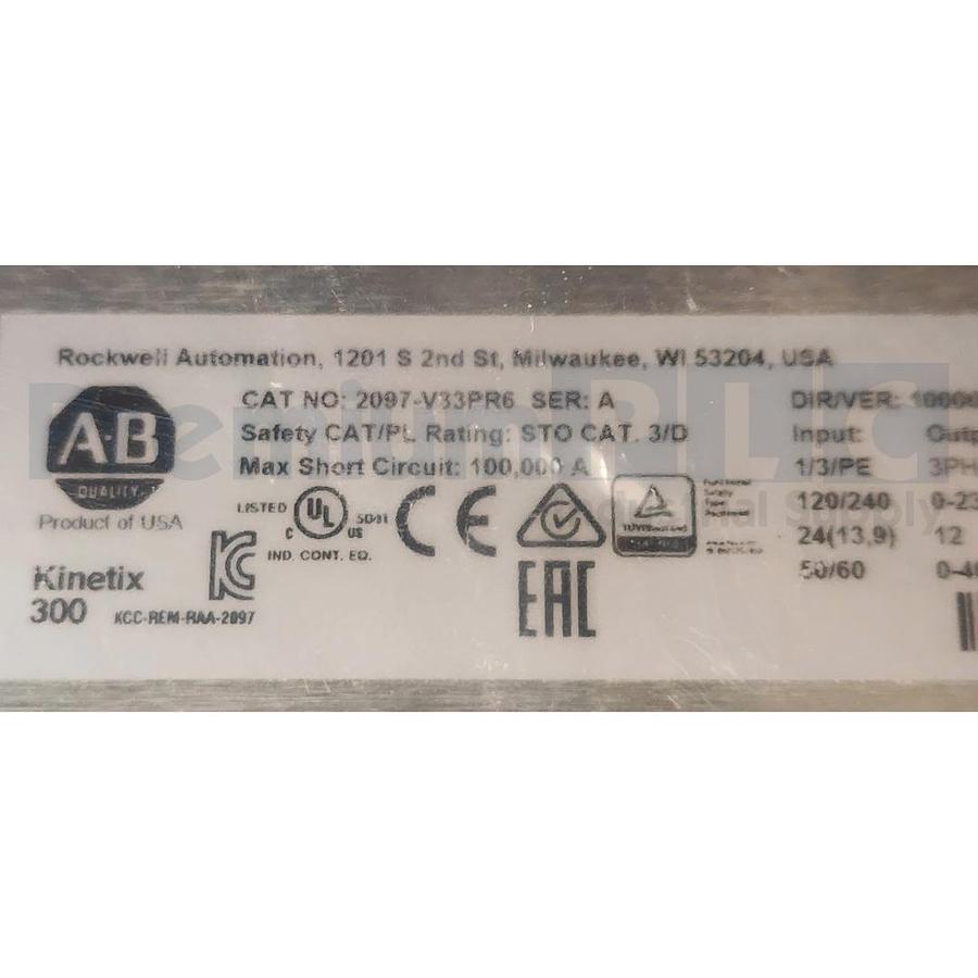 Used ALLEN BRADLEY 2097-V33PR6 /A KINETIX 300 EtherNet/IP INDEXING SERVO DRIVE NSMP