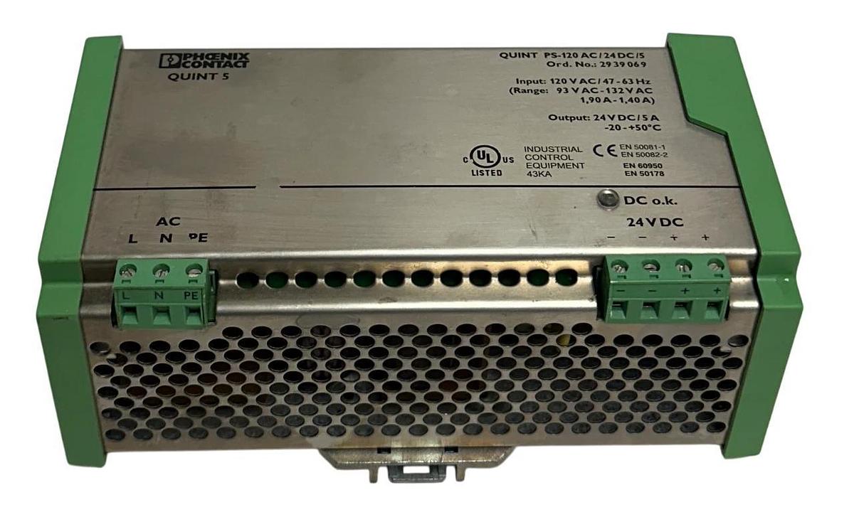 Used PHOENIX CONTACT QUINT PS-120AC/24DC/5 / 2939069 POWER SUPPLY 78-103-4300 USNP