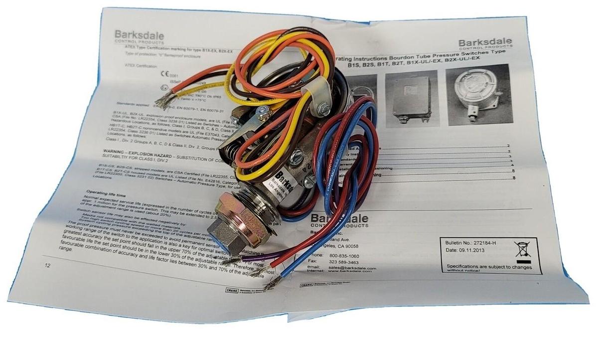 Used NEW BARKSDALE B2S-H48SS B2S SERIES PRESSURE SWITCH B2SH48SS