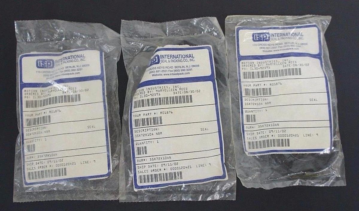 Used LOT OF 3 NEW ISP INTERNATIONAL 35X72X10 OIL SEALS 35X75X10A NBR