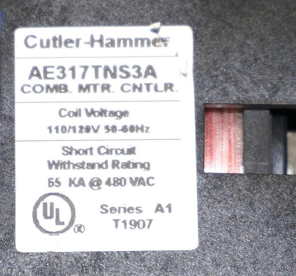 Used CUTLER HAMMER AE317TNS3A COMB. MTR. CNTLR. W/ CE15BNSC3, A307TN