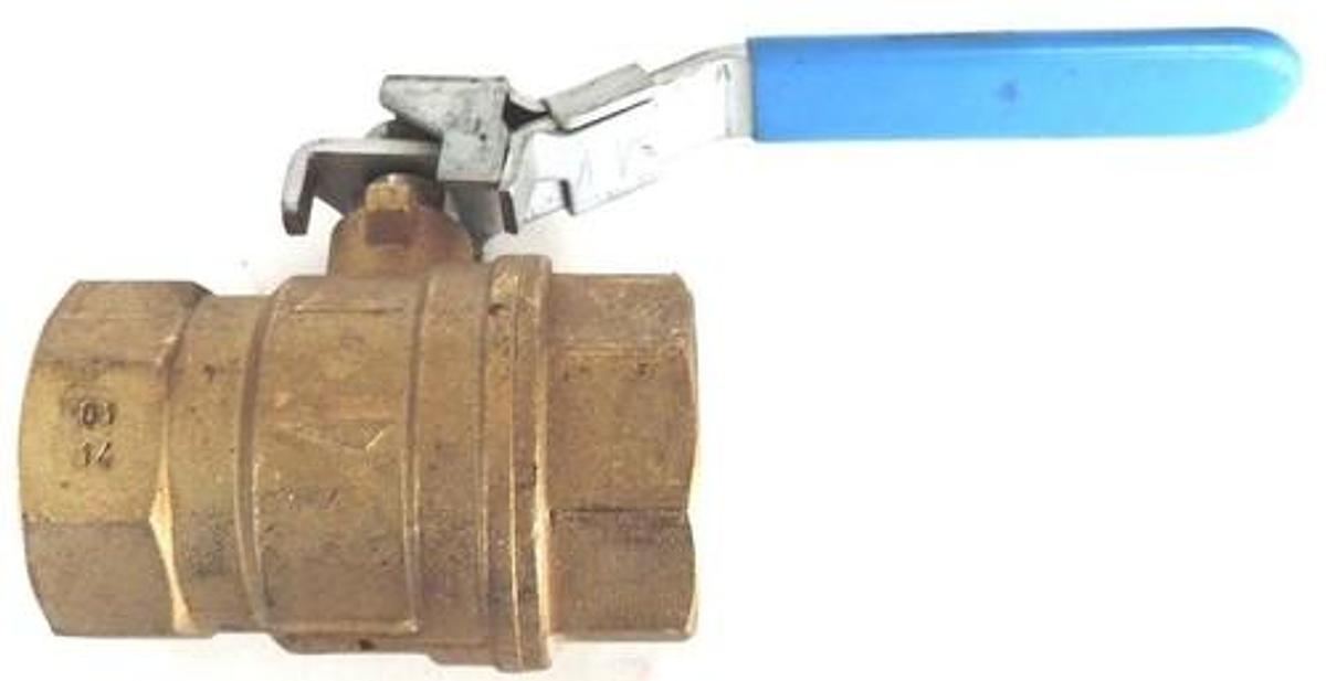 Used BRASS BALL VALVE 1-1/2" FEMALE NPT THREADED 600 CWP