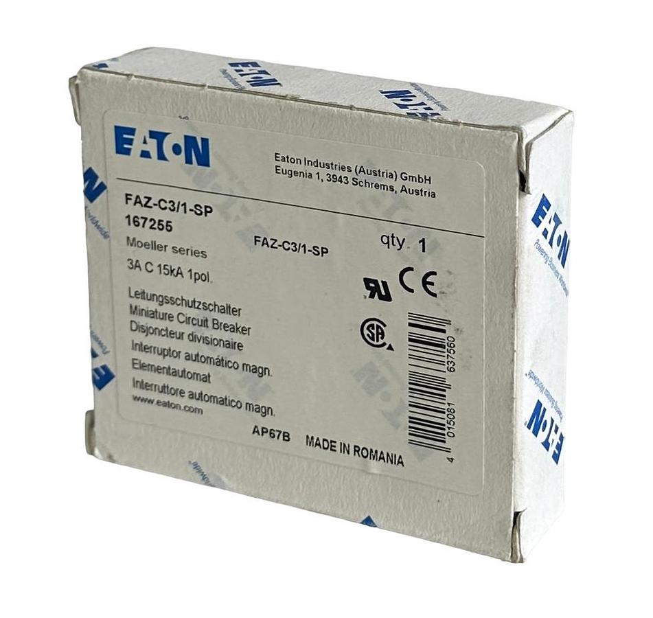 NEW EATON FAZ-C3/1-SP / 167255 MOELLER SERIES 3A CIRCUIT BREAKER 1POL 15kA