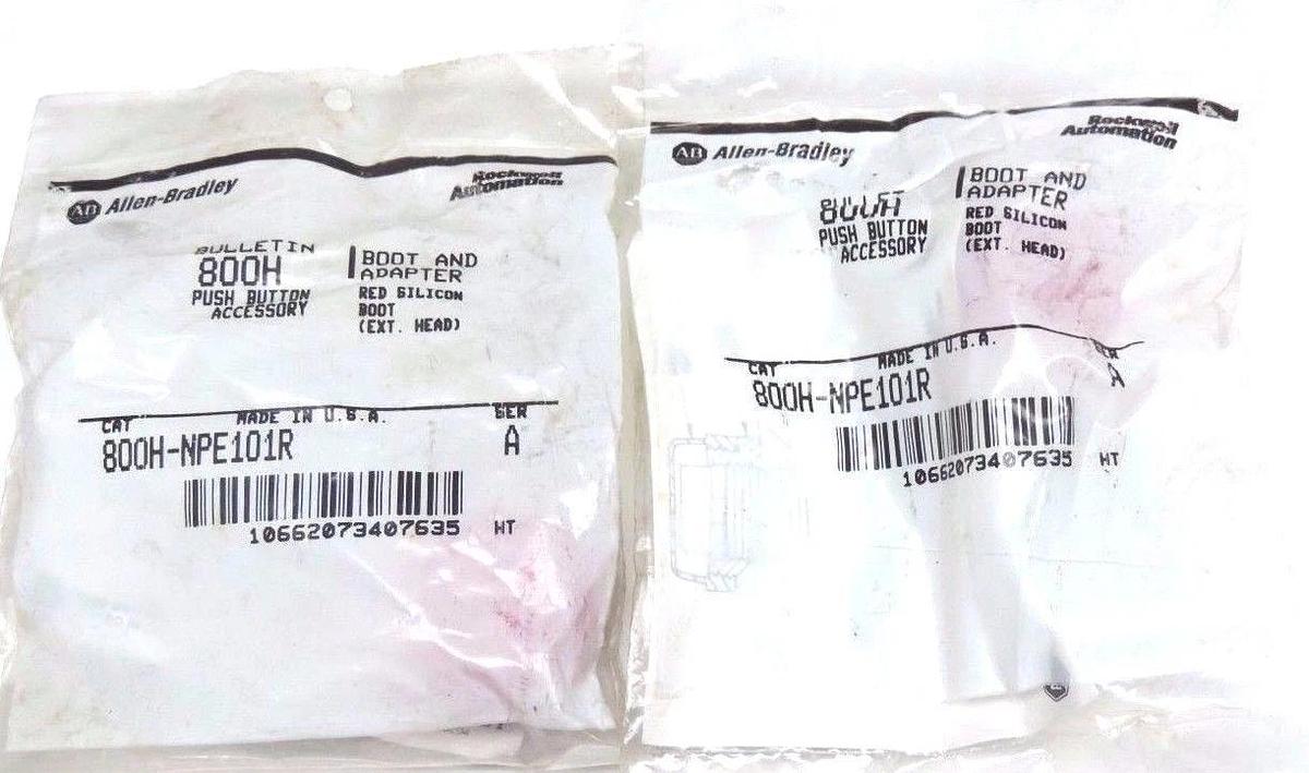 Used LOT OF 2 NEW ALLEN BRADLEY 800H-NPE101R BOOT & ADAPTER RED SILICON BOOTS SER A
