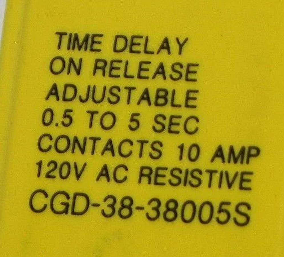Used POTTER & BRUMFIELD CGD-38-38005S TIME DELAY RELAY 0.5 TO 5 SEC 120V AC, 10 AMP