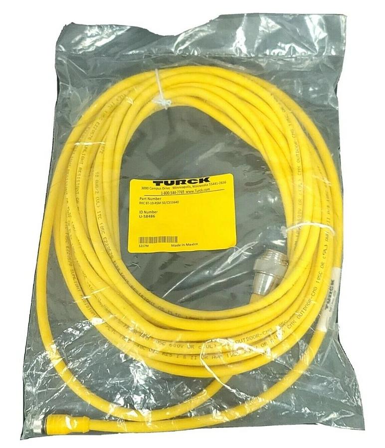 Used NEW TURCK RKC 8T-10-RSM 50/CS13640 CORDSET ID NO. U-58486