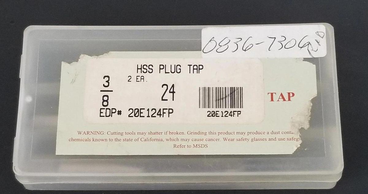 LOT OF 2 NEW DRILLCO 20E124FP 3/8" HSS PLUG TAPS 3/8-24 H3 HS