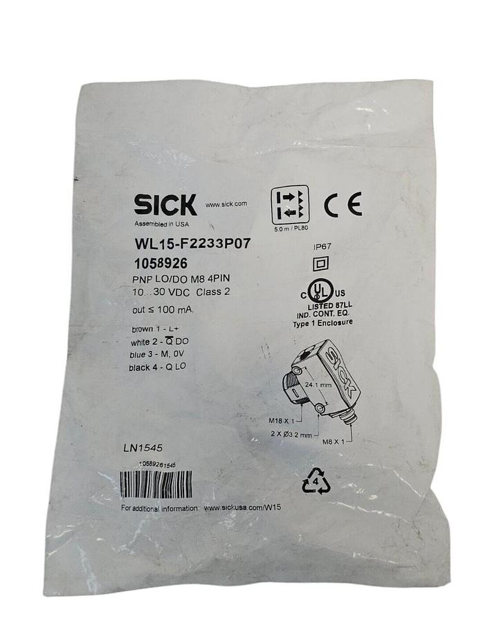 NEW SICK WL15-F2233P07 SENSOR (1058926) WL15F2233P07