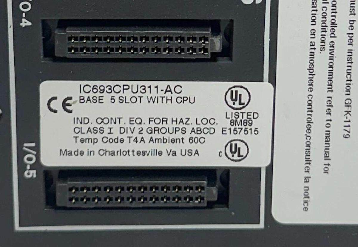 Used GE FANUC IC693CPU311 5-SLOT BASE BACKPLANE W/ CPU 90-30 IC693CPU311-AC USNP