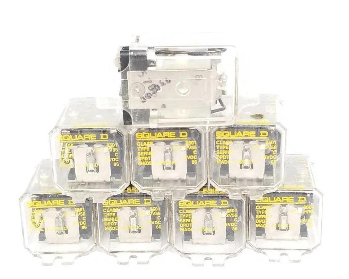 Used LOT OF 8 SQUARE D 8501-KFD12V56 RELAYS, SERIES C, 48VDC DPDT, 15734