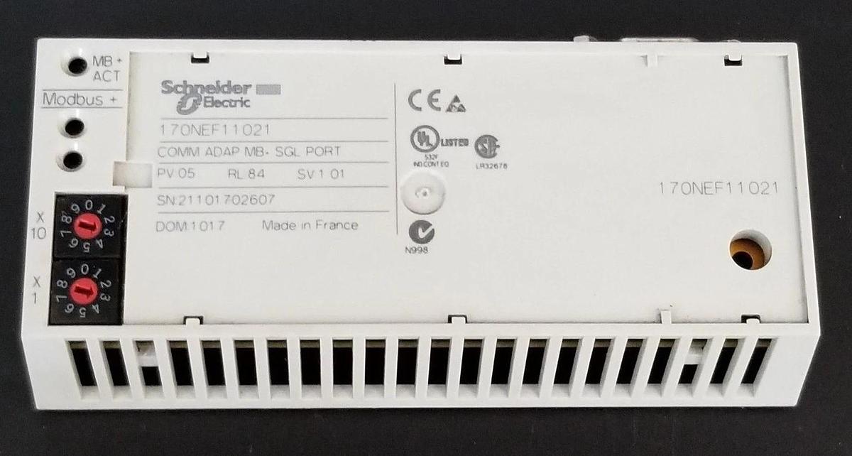 Used SCHNEIDER-MODICON 170NEF11021 COMM ADAP 984, PV: 05, RL: 82, SV: 1.01