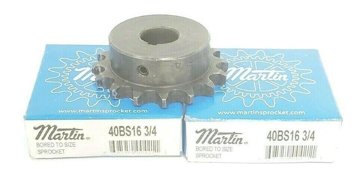 Used LOT OF 2 NIB MARTIN 40BS16 3/4 BORED TO SIZE SPROCKETS