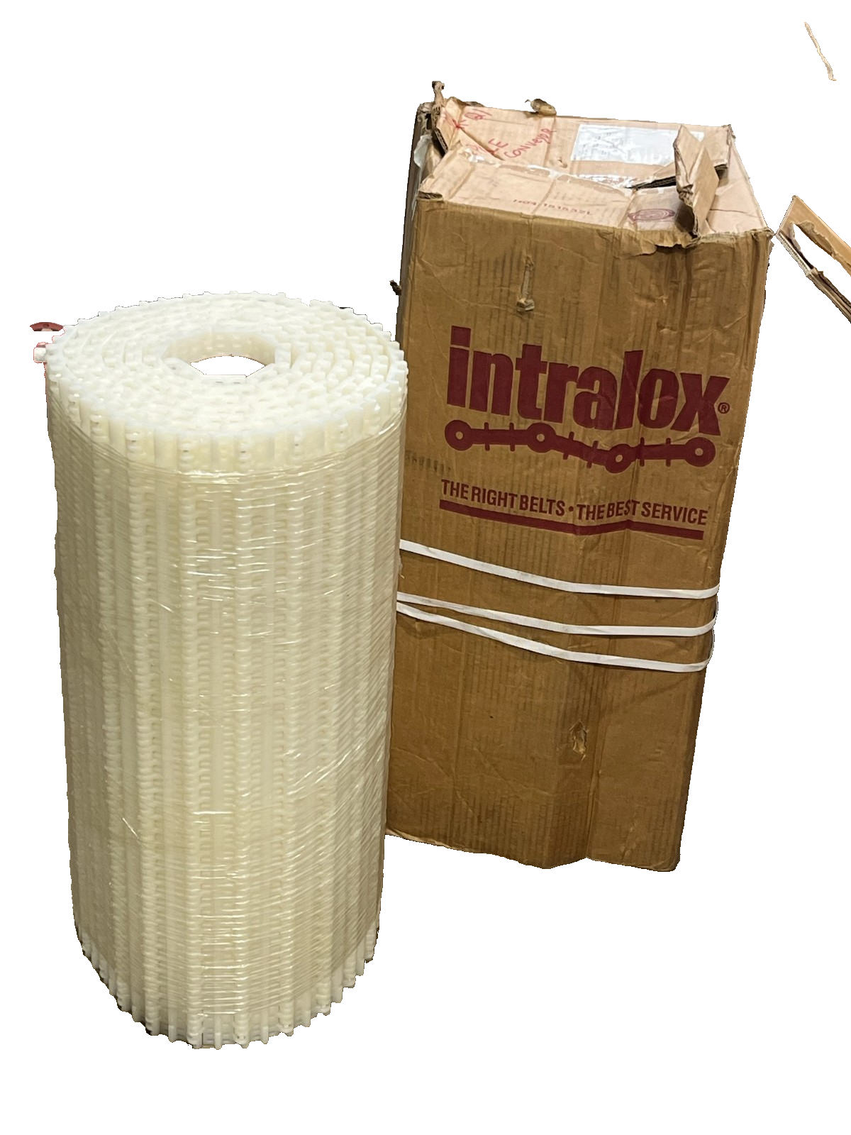Used New Intralox 800 Series Natural Polyethylene Flush Grid Belt 28.5" W x 21.05' L