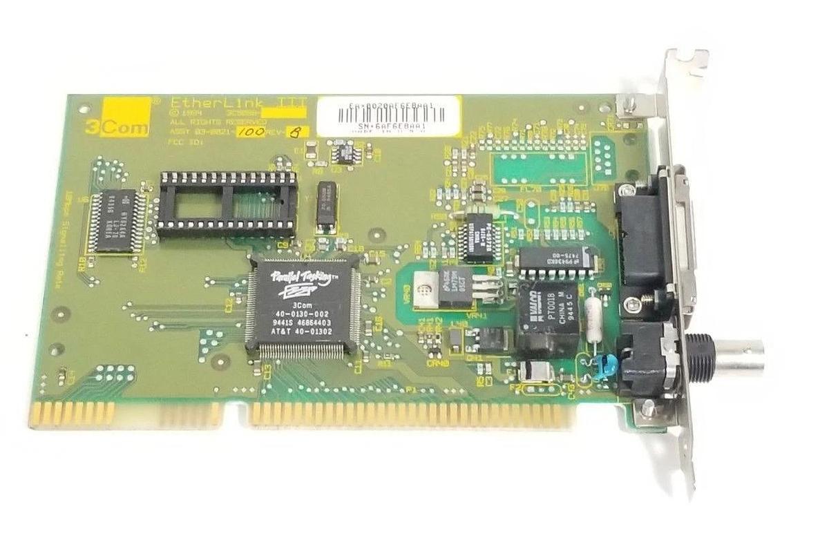 Used 3COM / ETHERLINK III 03-0021-100 COAX AUI CONTROL BOARD REV. B, 3C509B