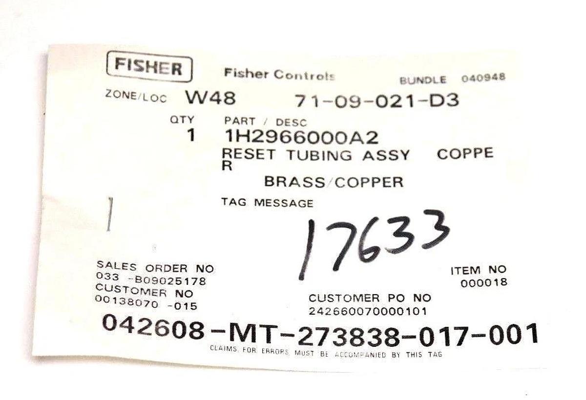 Used NIB FISHER CONTROLS 1H2966000A2 RESET TUBING ASSEMBLY