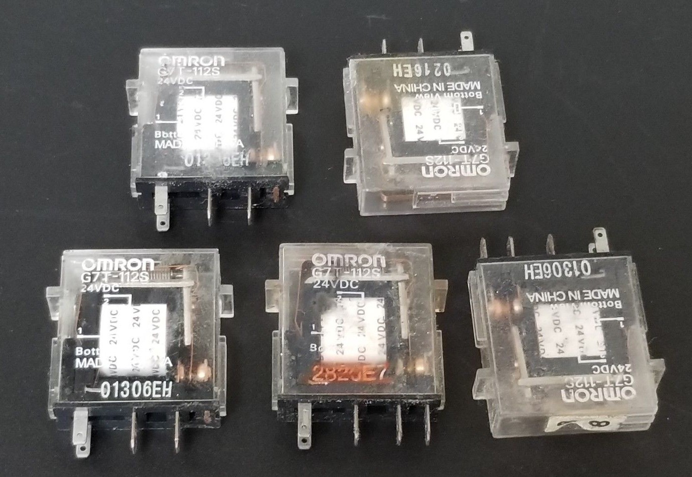 Used LOT OF 5 OMRON G7T-112S 24VDC RELAYS G7T112SDC24