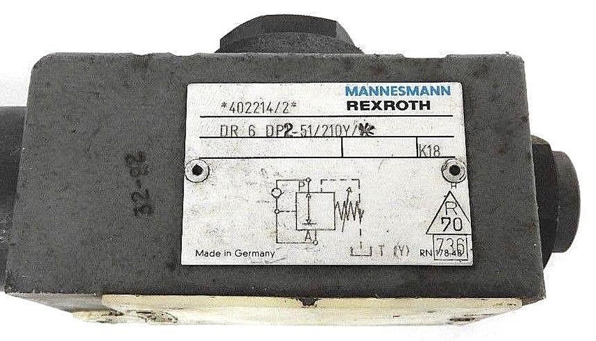 Used MANNESMANN REXROTH 402214/2 VALVE DR 6 DP2-51/210Y K18