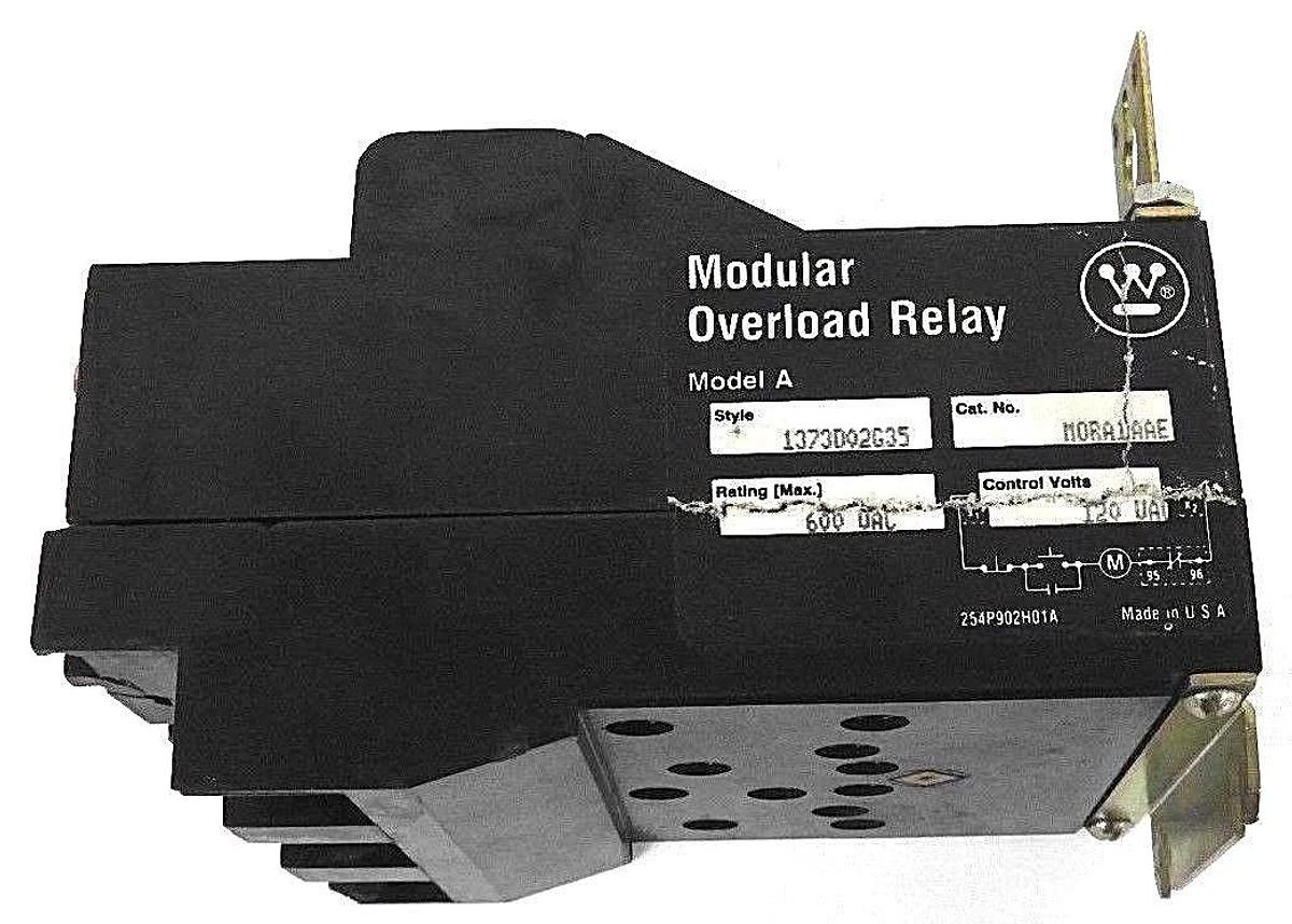 Used WESTINGHOUSE MORA1AAE MODULAR OVERLOAD RELAY MODEL: A, STYLE: 1373D02G35