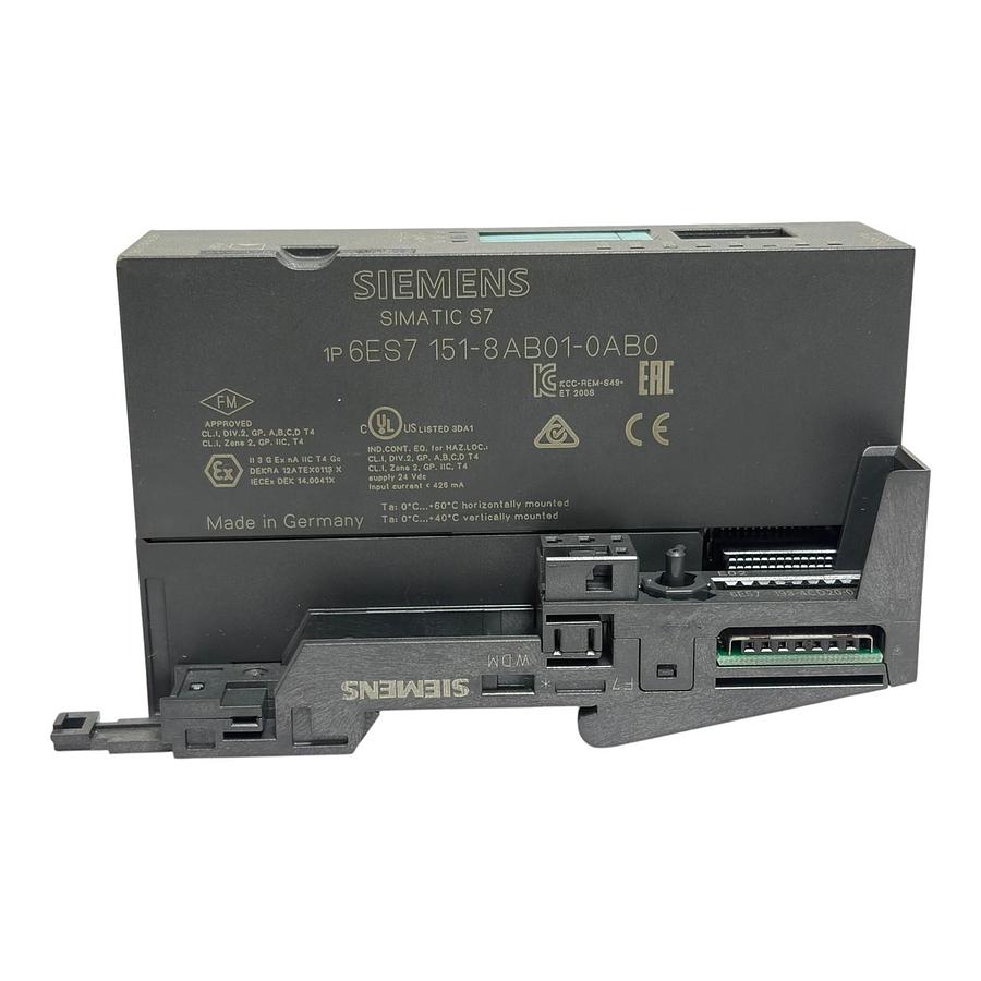 Used Siemens 6ES7151-8AB01-0AB0 SIMATIC S7 ET 200S IM151-8 PN/DP CPU Module