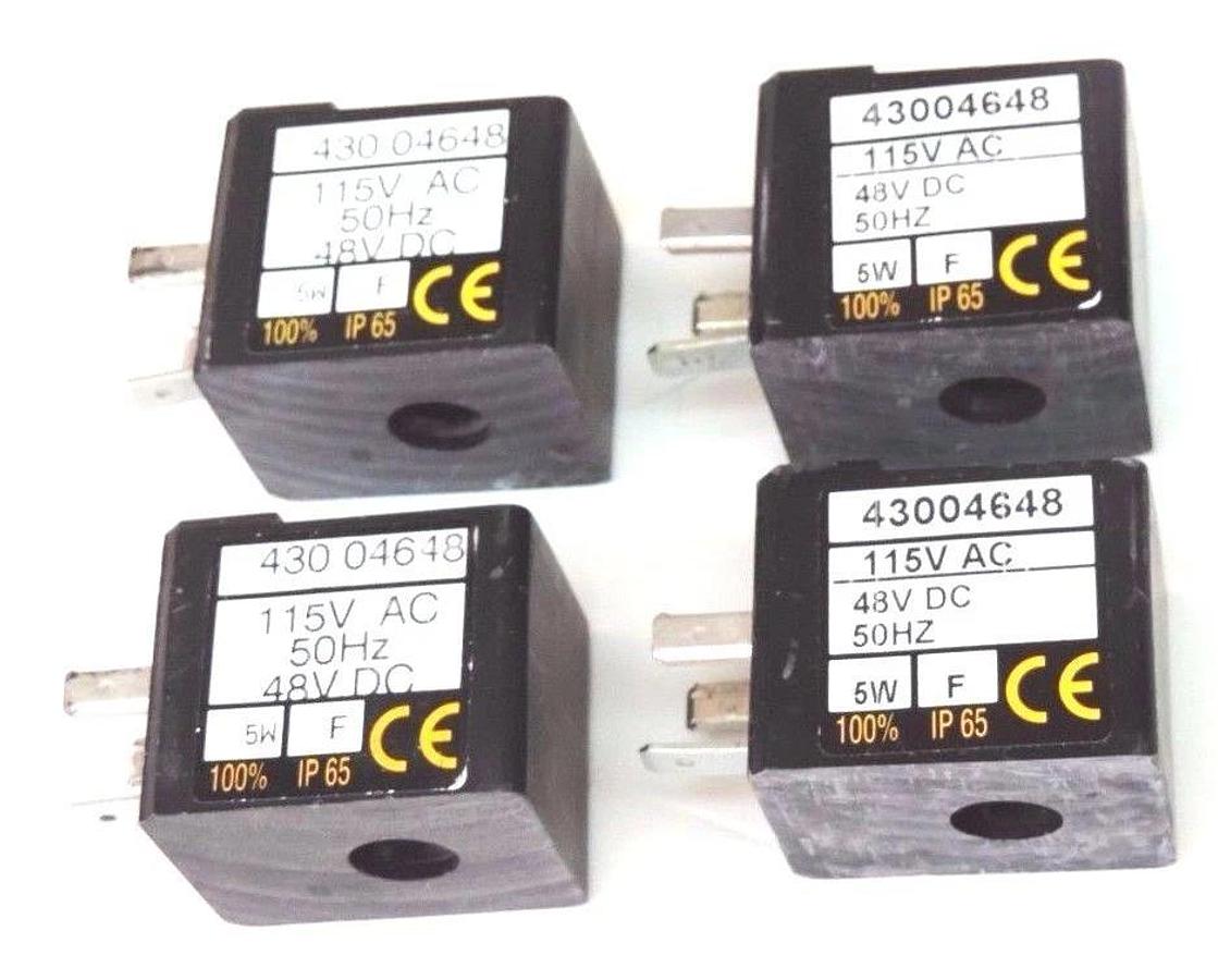 Used LOT OF 4 ASCO 43004648 SOLENOID COILS 115V AC, 48V DC, 50HZ, 5W