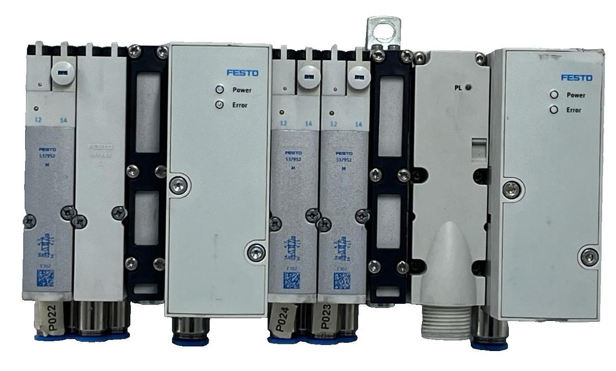 Used FESTO ASSEMBLY: MPA-S Manifold 2x VPPM-6TA Valves 3x VMPA2 Solenoids 7/8" Supply