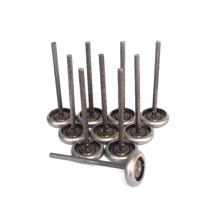 Used LOT OF 10 NEW GENERIC 3" ROLLER WHEELS, 8" SHAFT 33X19X18 CM