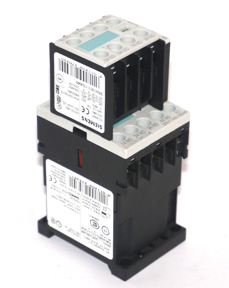 Used SIEMENS 3RH1140-1BB40 CONTACTOR W/3RH1911-1GA40 AND W/ 3RT1916-1BB00