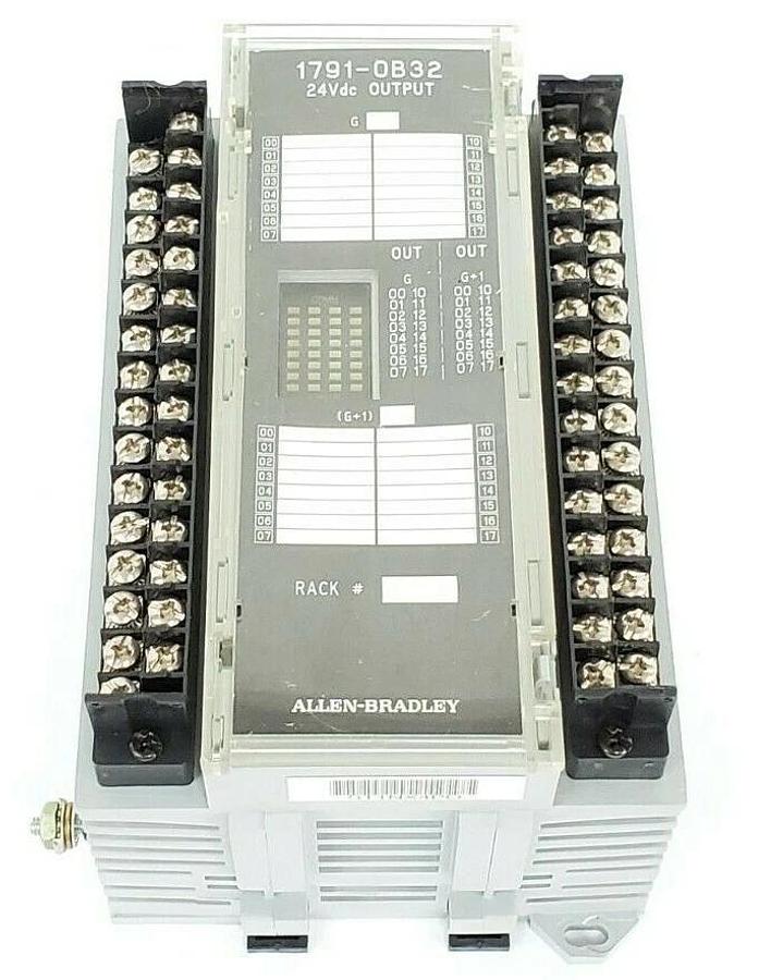 Used ALLEN BRADLEY 1791-0B32 I/O BLOCK 24VDC SER. B, P/N: 96333472 REV. C01