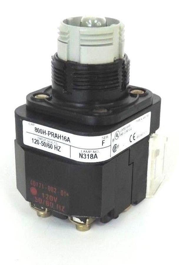 Used ALLEN BRADLEY 800H-PRAH16A PUSHBUTTON 800HPRAH16A SER. F W/ 40171-002-01 120V