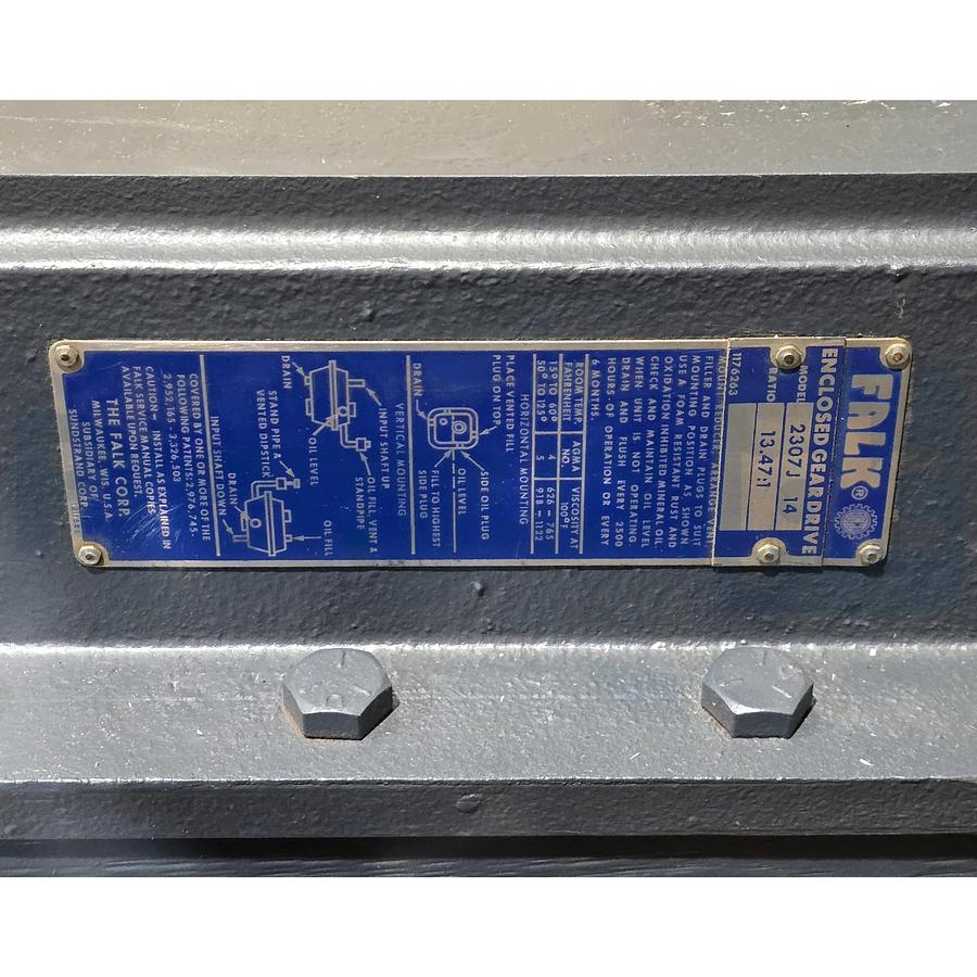 Used FALK 2307J-14 / 2307J14 QuaDrive Enclosed Gear Drive 13.47:1 Ratio Speed Reducer